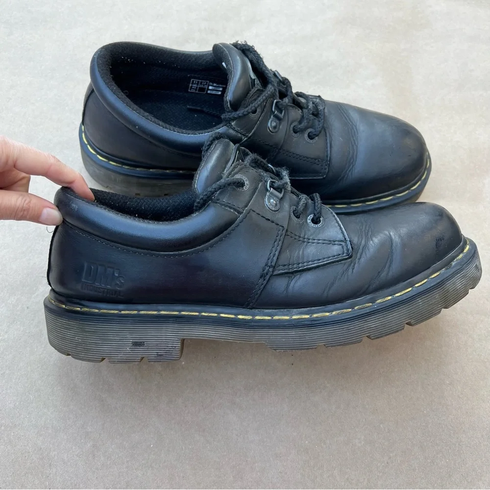 Vintage Dr. Martens Industrial Work Shoes Black Leather Low Top 2008 Size 11